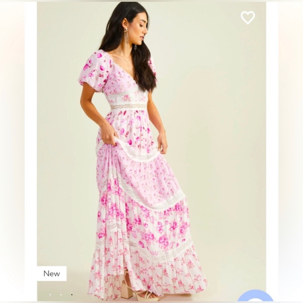 Brand New floral whimsical romantic pink floral dress